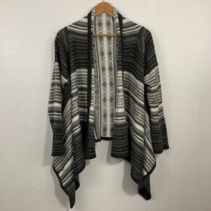 Carducci Grey White Waterfall Open Front Knit Cardigan Size L